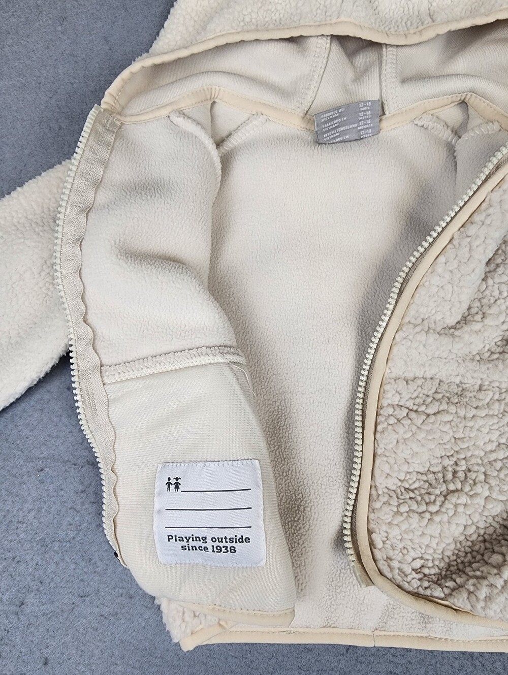 Columbia Cozy Teddy Hooded Sherpa Jacket Cream Full Zip 12-18 Months - Picture 6 of 10